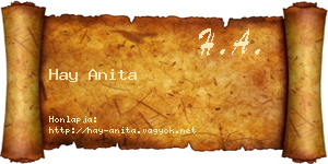 Hay Anita névjegykártya